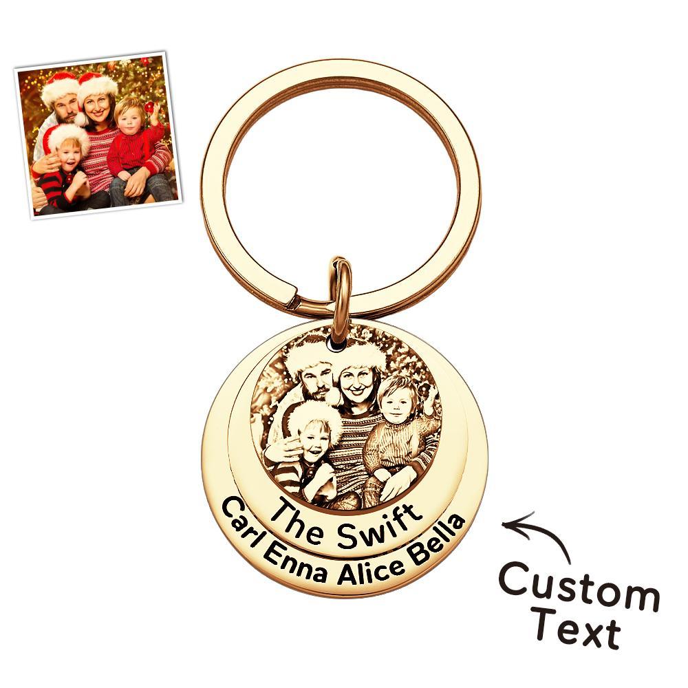 Custom Family Photo Keychain With Name Personalized Christmas Gift - customphotokeychain