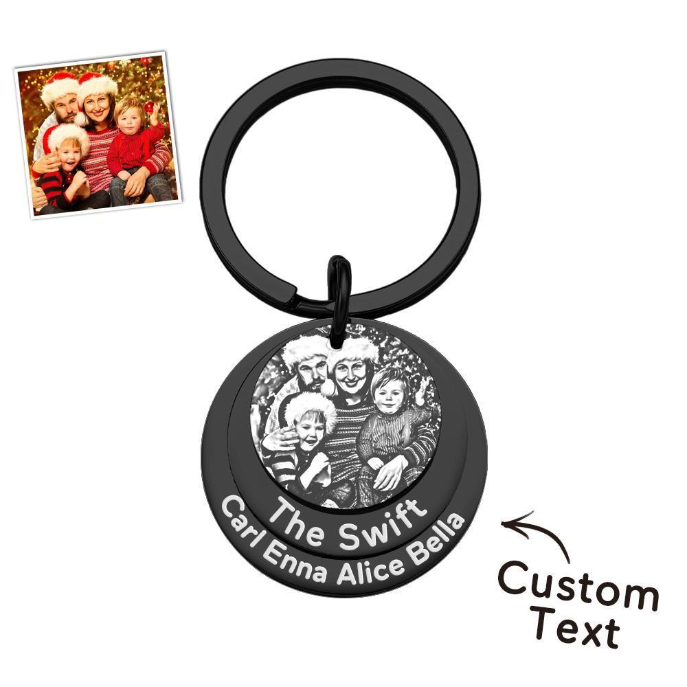 Custom Family Photo Keychain With Name Personalized Christmas Gift - customphotokeychain