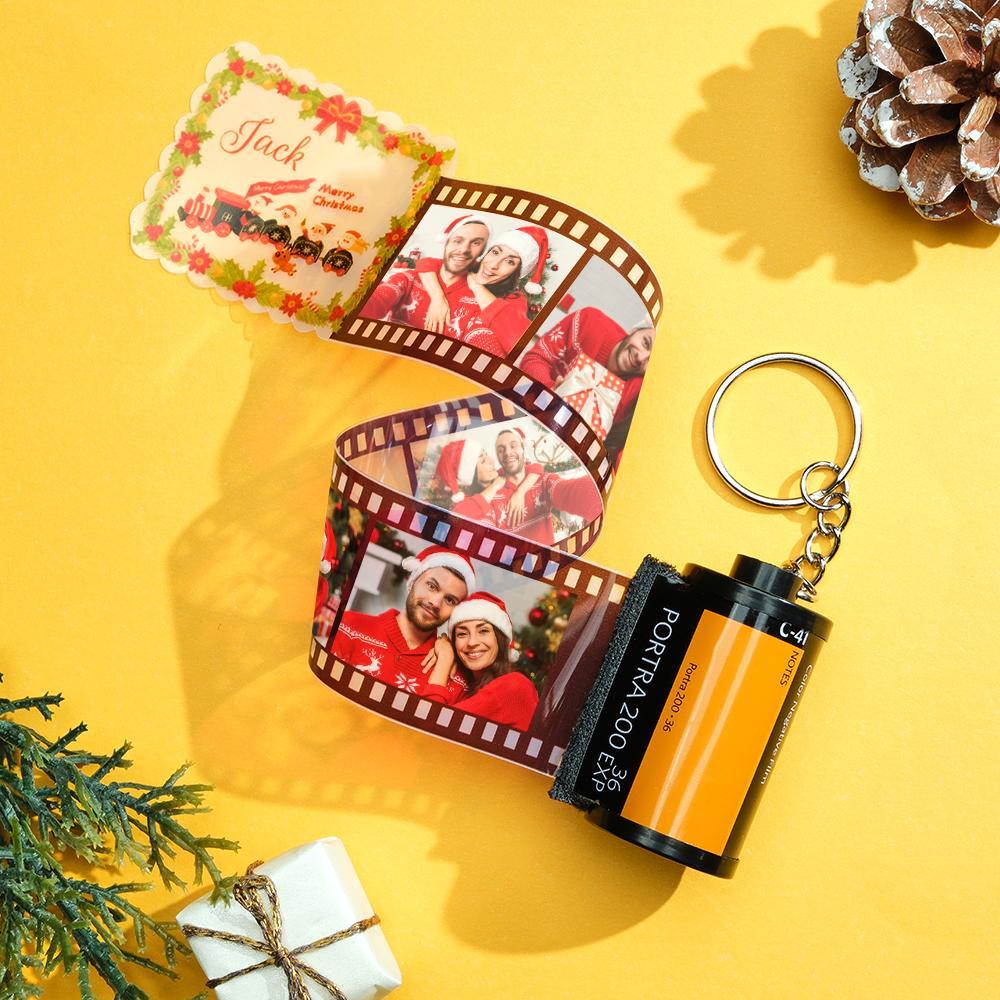 Custom Photo Engraved Film Keychain Funny Christmas Gift - customphotokeychain