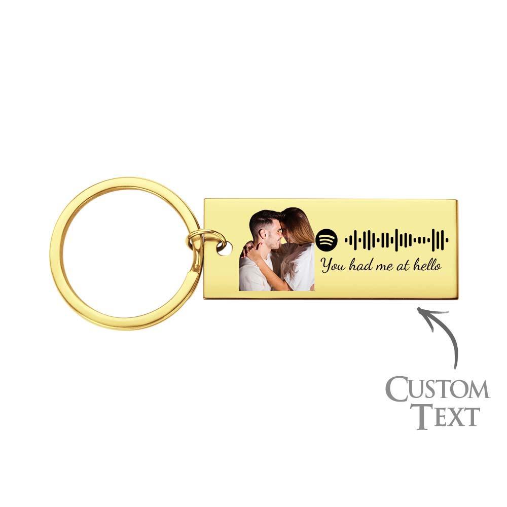 Custom Photo Engraved Spotify Music Keychain Stainless Steel Scannable Code Best Gifts For Couples - customphotokeychain