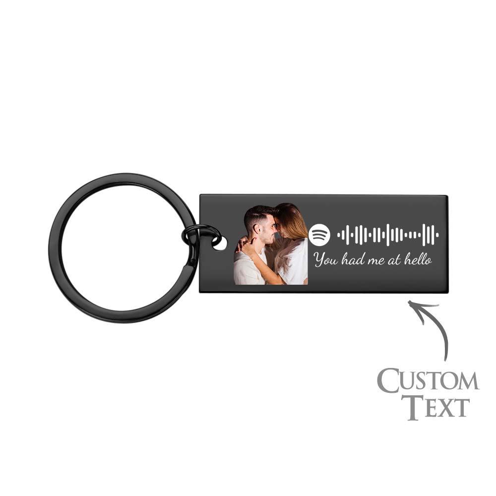 Custom Photo Engraved Spotify Music Keychain Stainless Steel Scannable Code Best Gifts For Couples - customphotokeychain