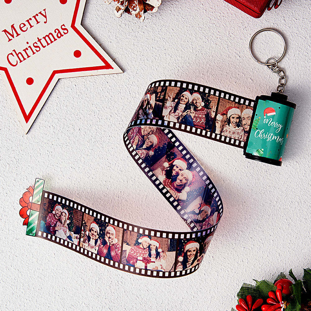 Custom Photo Film Roll Keychain Engraved Gift Box Pullable Camera Keychain Christmas Day Gift - customphotokeychain