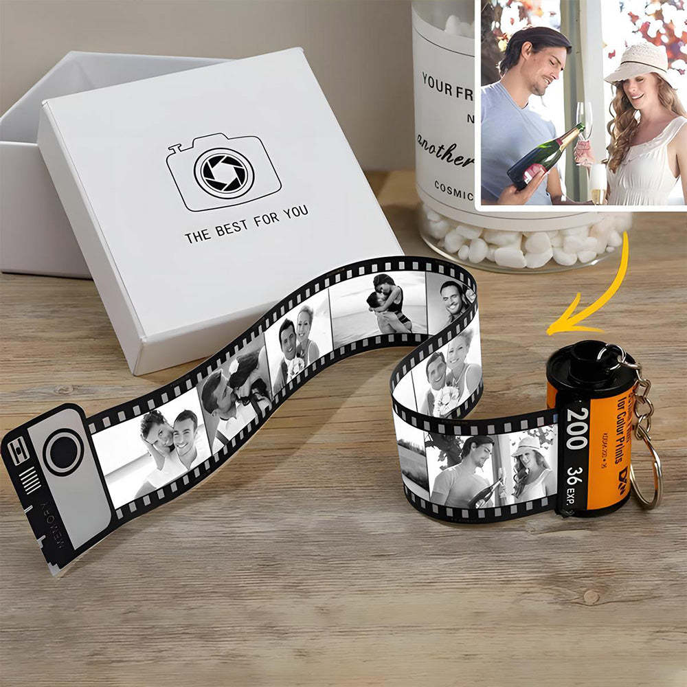 Personalized Keychains with Picture Vintage Photo Camera Roll keychain Photo Reel Album Frame Key Rings - customphotokeychain