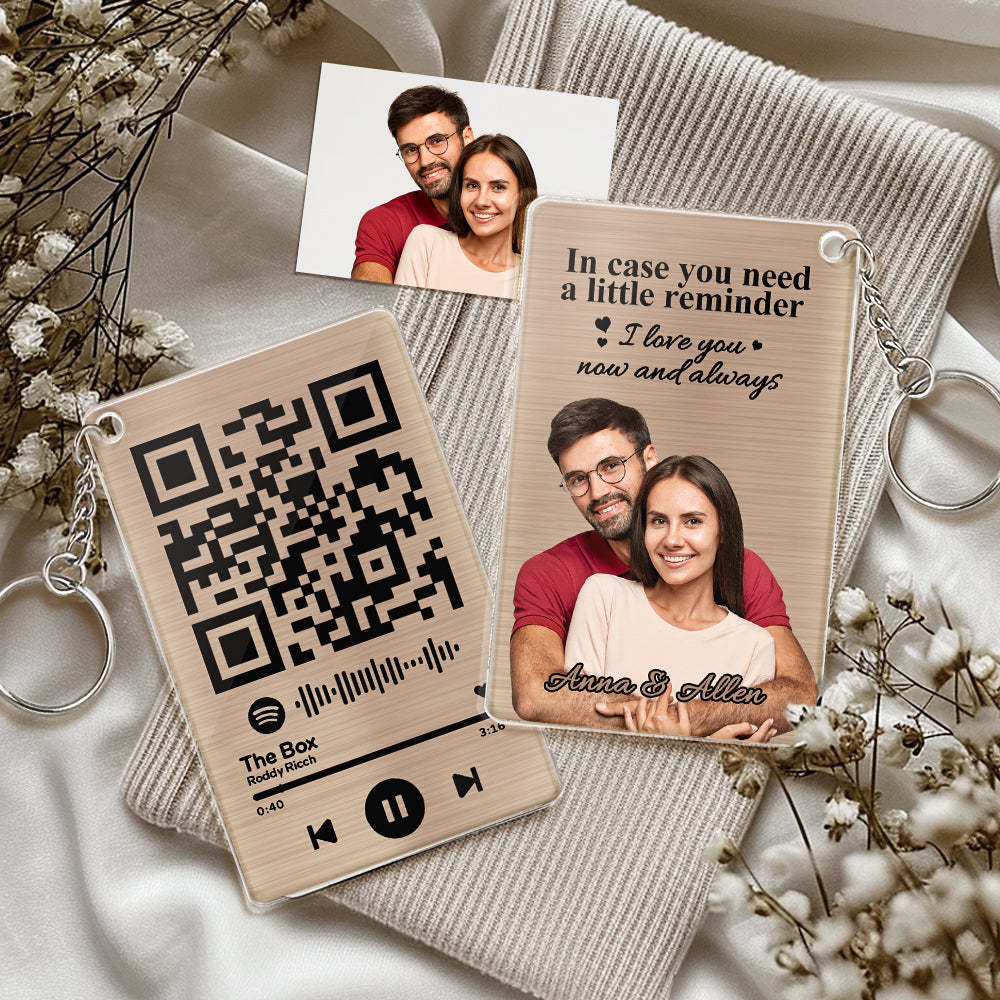Custom Spotify Keychain Personalized Photo Keychain I Love You Now And Always Keyring - customphotokeychain