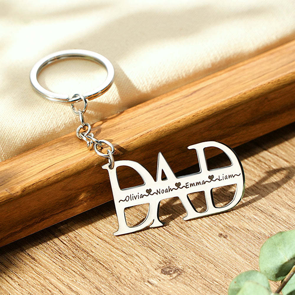 Custom Name DAD Keychain up to 4 names Gifts for Father - customphotokeychain