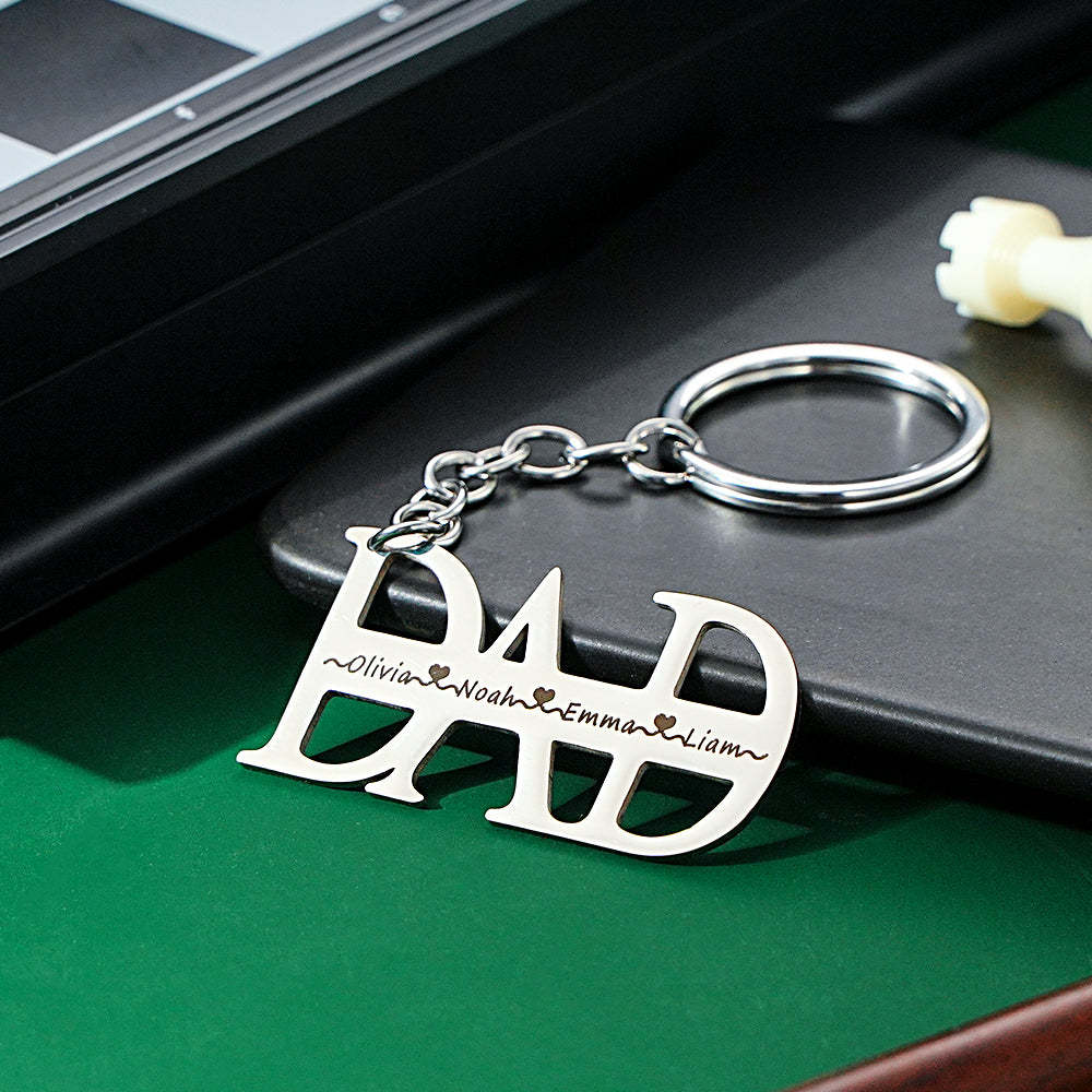 Custom Name DAD Keychain up to 4 names Gifts for Father - customphotokeychain