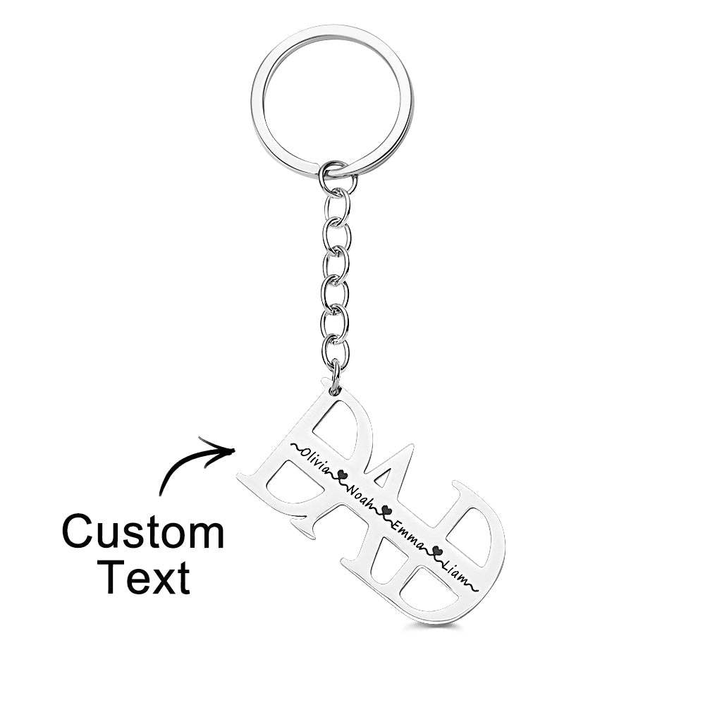 Custom Name DAD Keychain up to 4 names Gifts for Father - customphotokeychain