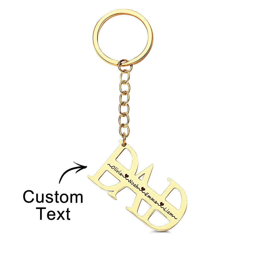 Custom Name DAD Keychain up to 4 names Gifts for Father - customphotokeychain