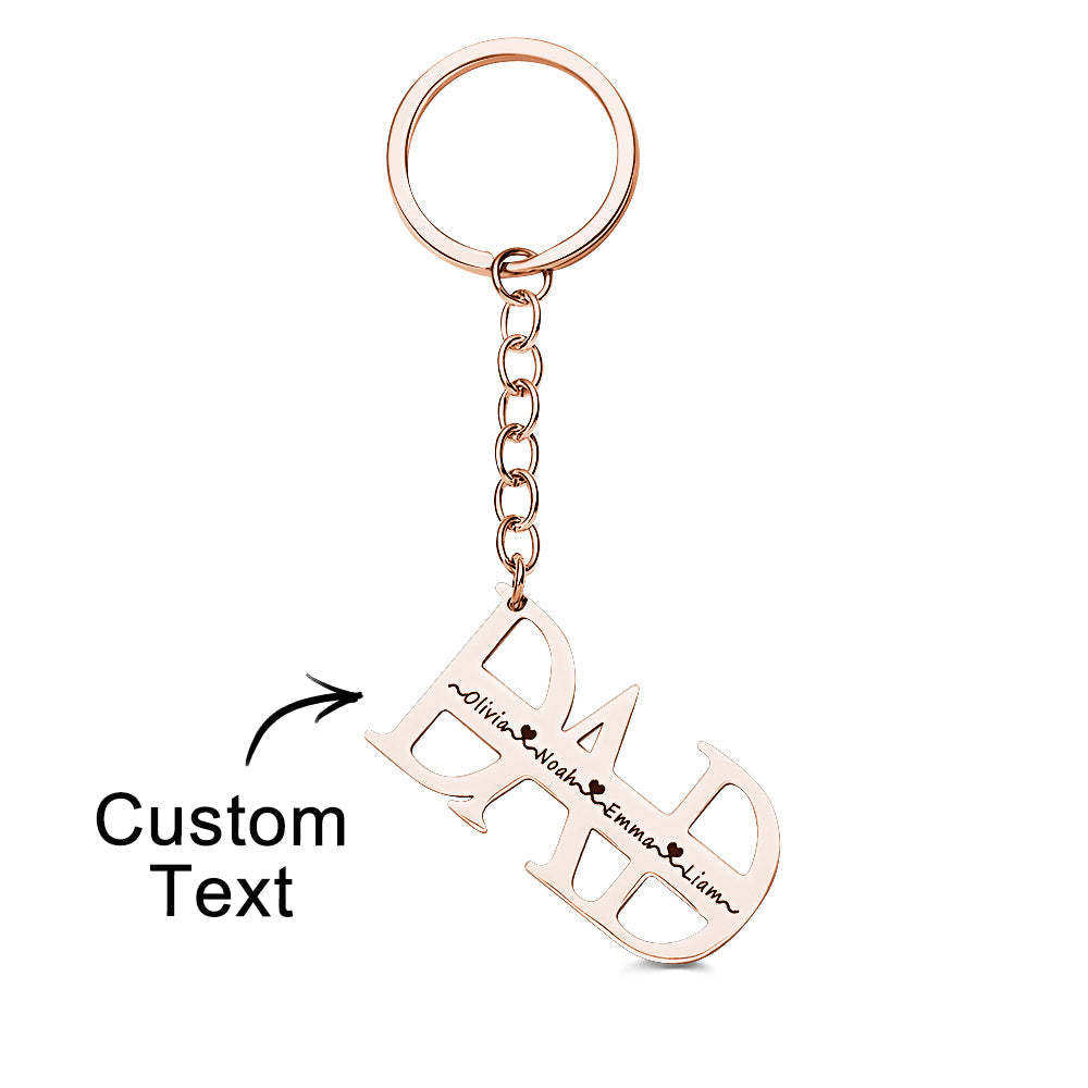 Custom Name DAD Keychain up to 4 names Gifts for Father - customphotokeychain