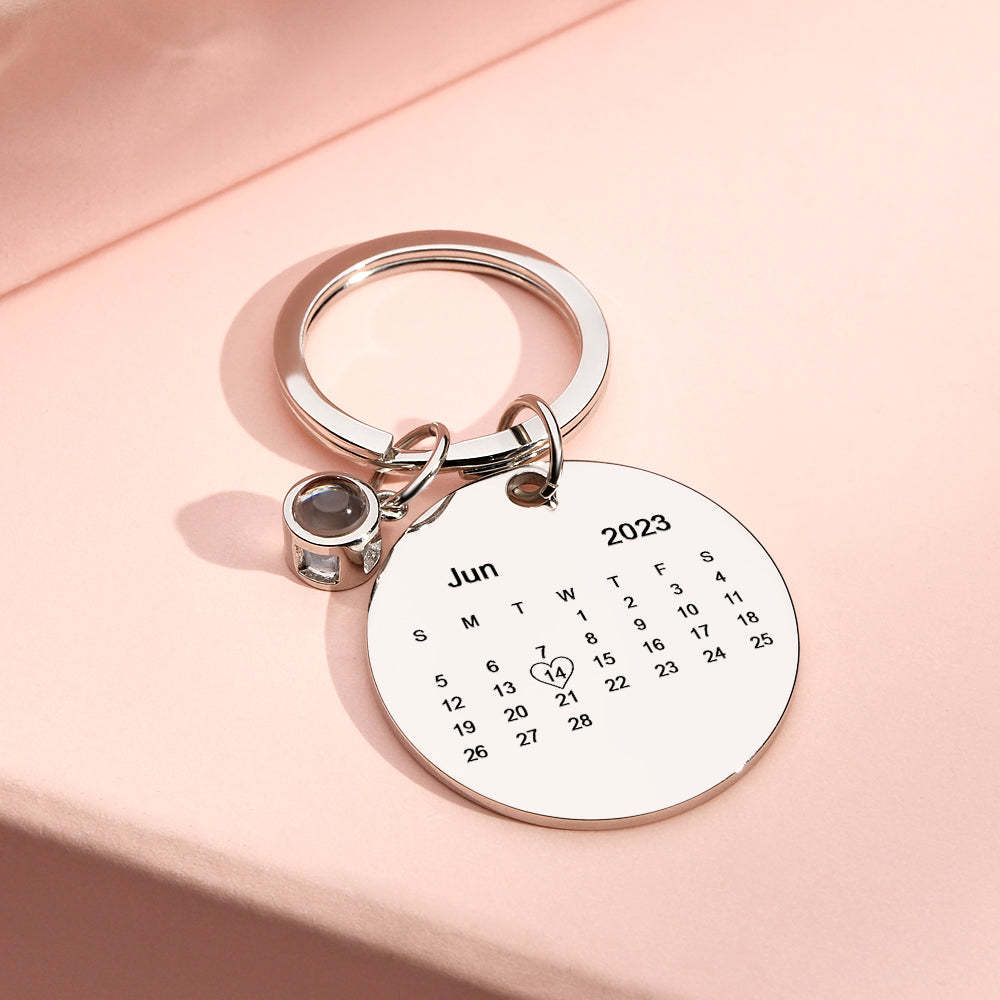 Custom Spotify Keychain Photo Projection Keychain Personalized Calendar Key Ring - customphotokeychain