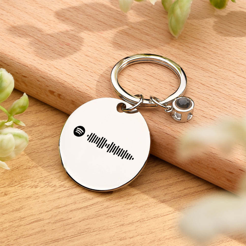 Custom Spotify Keychain Photo Projection Keychain Personalized Calendar Key Ring - customphotokeychain