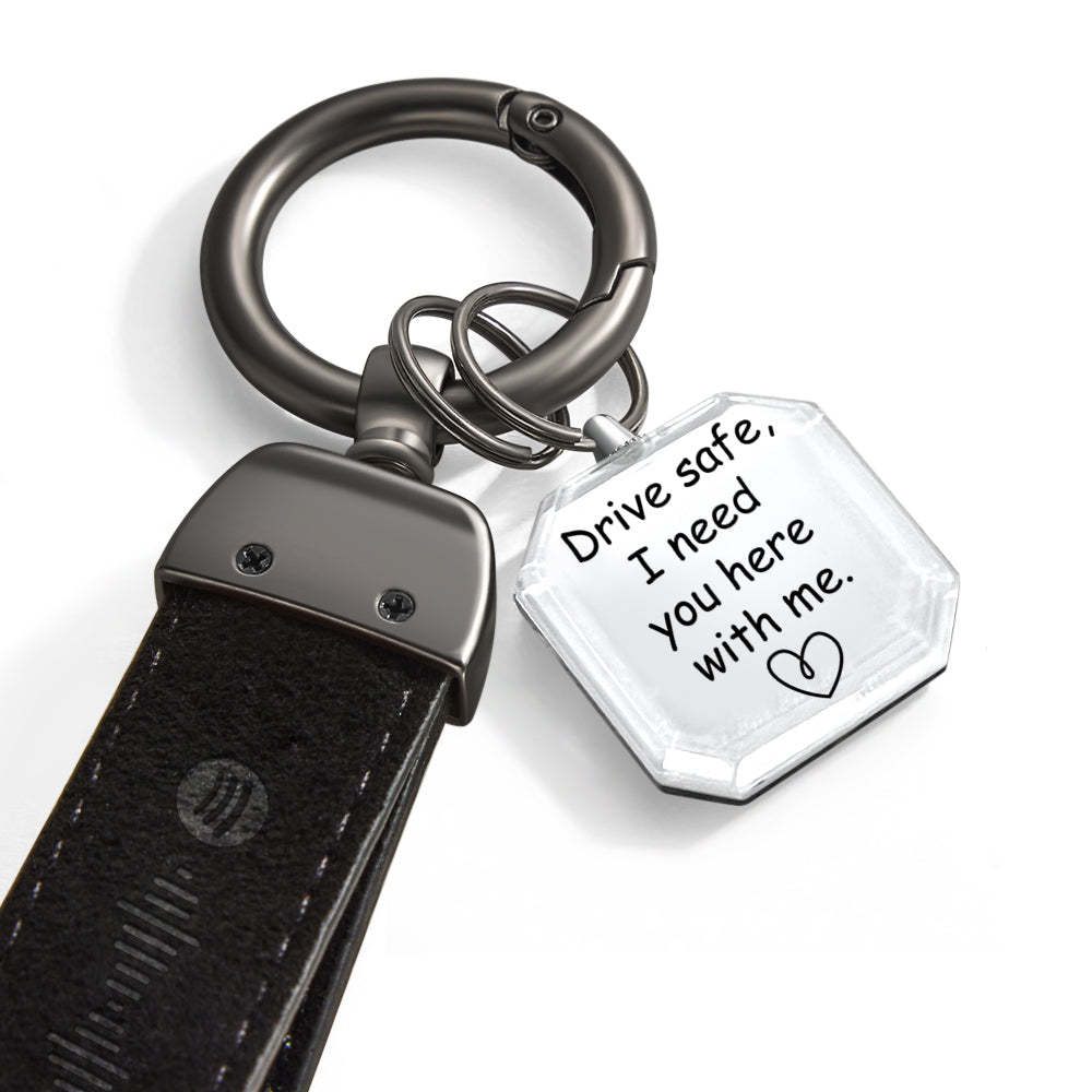 Custom Spotify Keychain Leather Keychains Personalized Photo Keychains For Lover - customphotokeychain