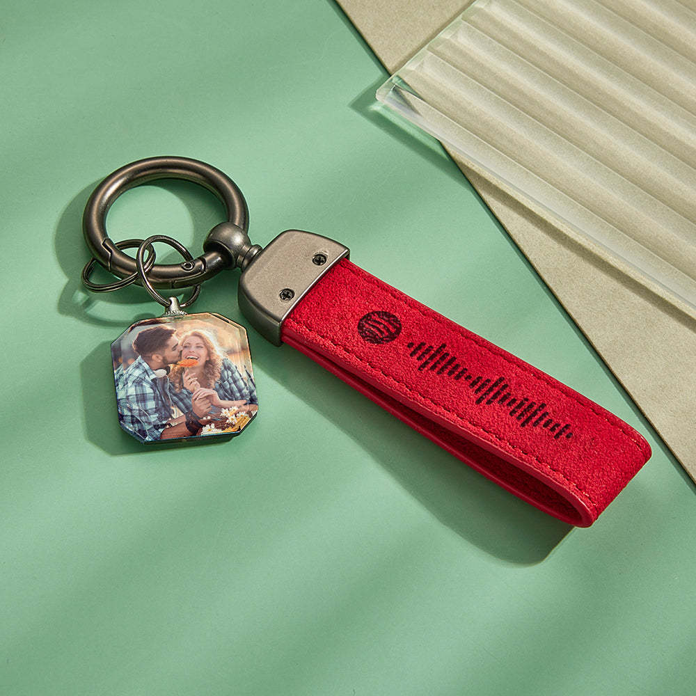 Custom Spotify Keychain Leather Keychains Personalized Photo Keychains For Lover - customphotokeychain