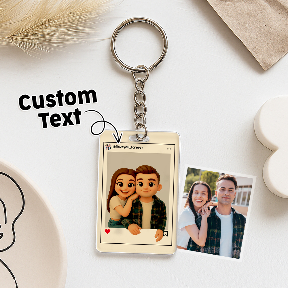 Personalized Cartoon Figure Keychain Custom Wedding Anniversary Birthday Festival Gift - CustomPhotoKeychainAU