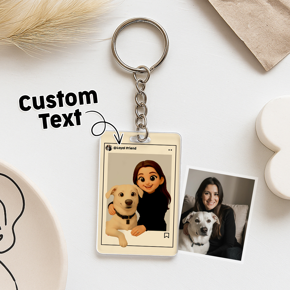 Personalized Cartoon Figure Keychain Custom Wedding Anniversary Birthday Festival Gift - CustomPhotoKeychainAU