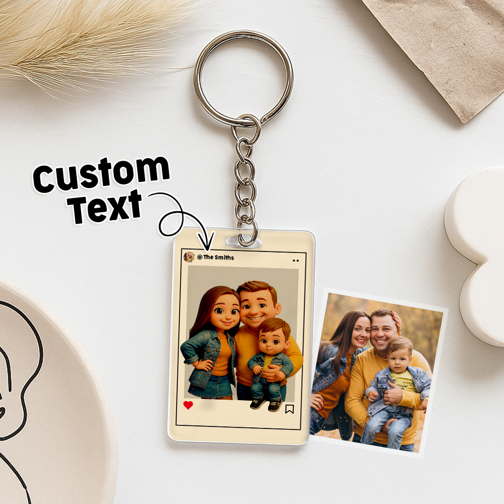Personalized Cartoon Figure Keychain Custom Wedding Anniversary Birthday Festival Gift - CustomPhotoKeychainAU