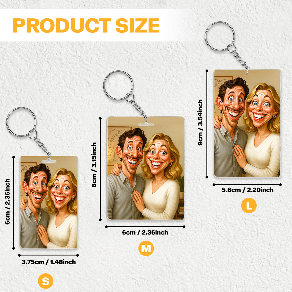 Custom Funny Caricature Portrait Keychain Transform Your Photo into Hilarious Art Gift - CustomPhotoKeychainAU
