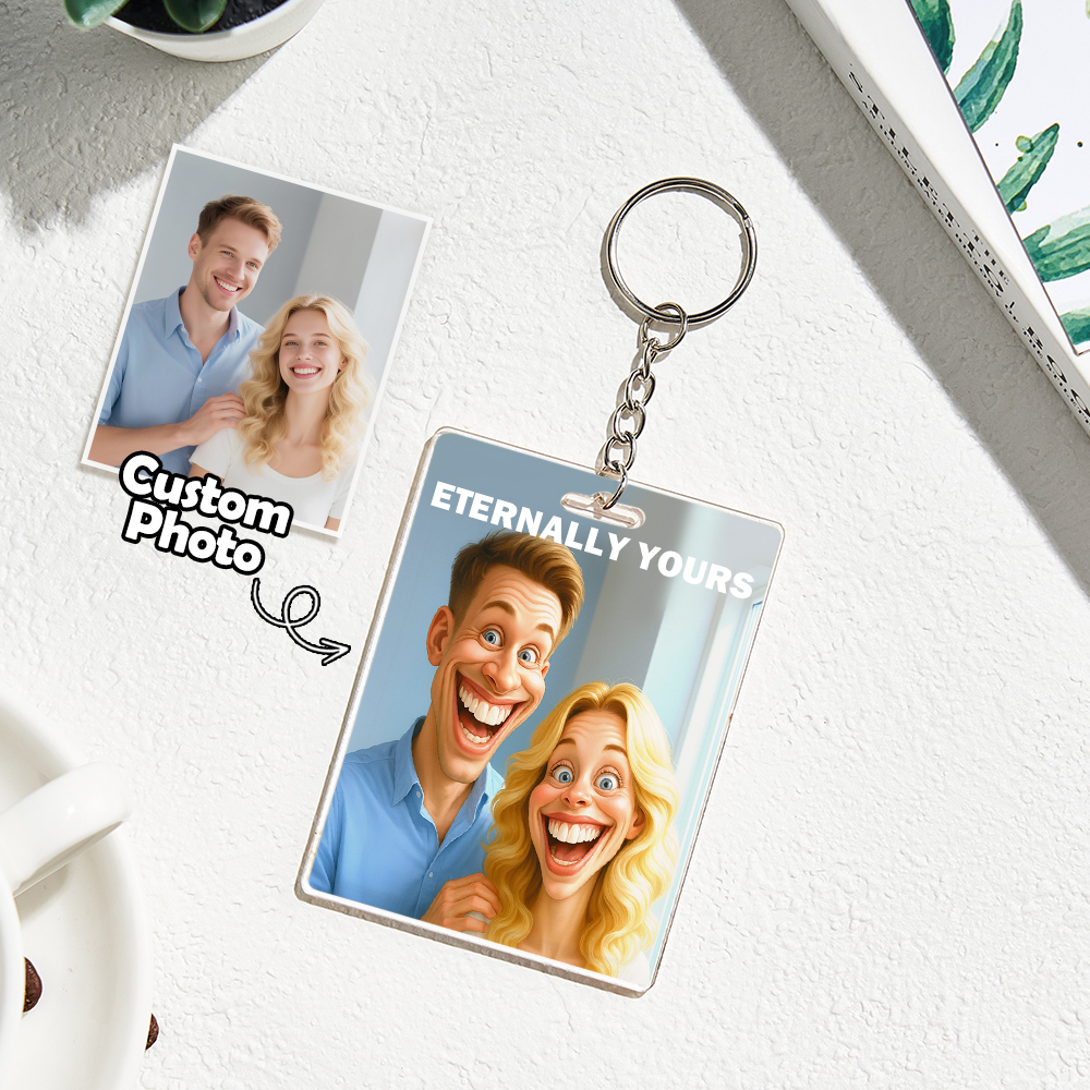 Custom Funny Caricature Portrait Keychain Transform Your Photo into Hilarious Art Gift - CustomPhotoKeychainAU