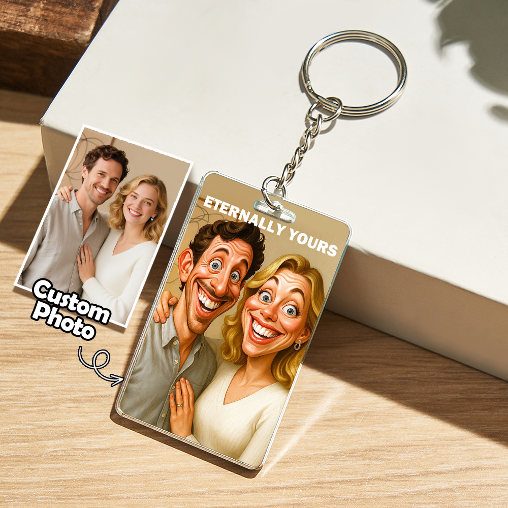 Custom Funny Caricature Portrait Keychain Transform Your Photo into Hilarious Art Gift - CustomPhotoKeychainAU
