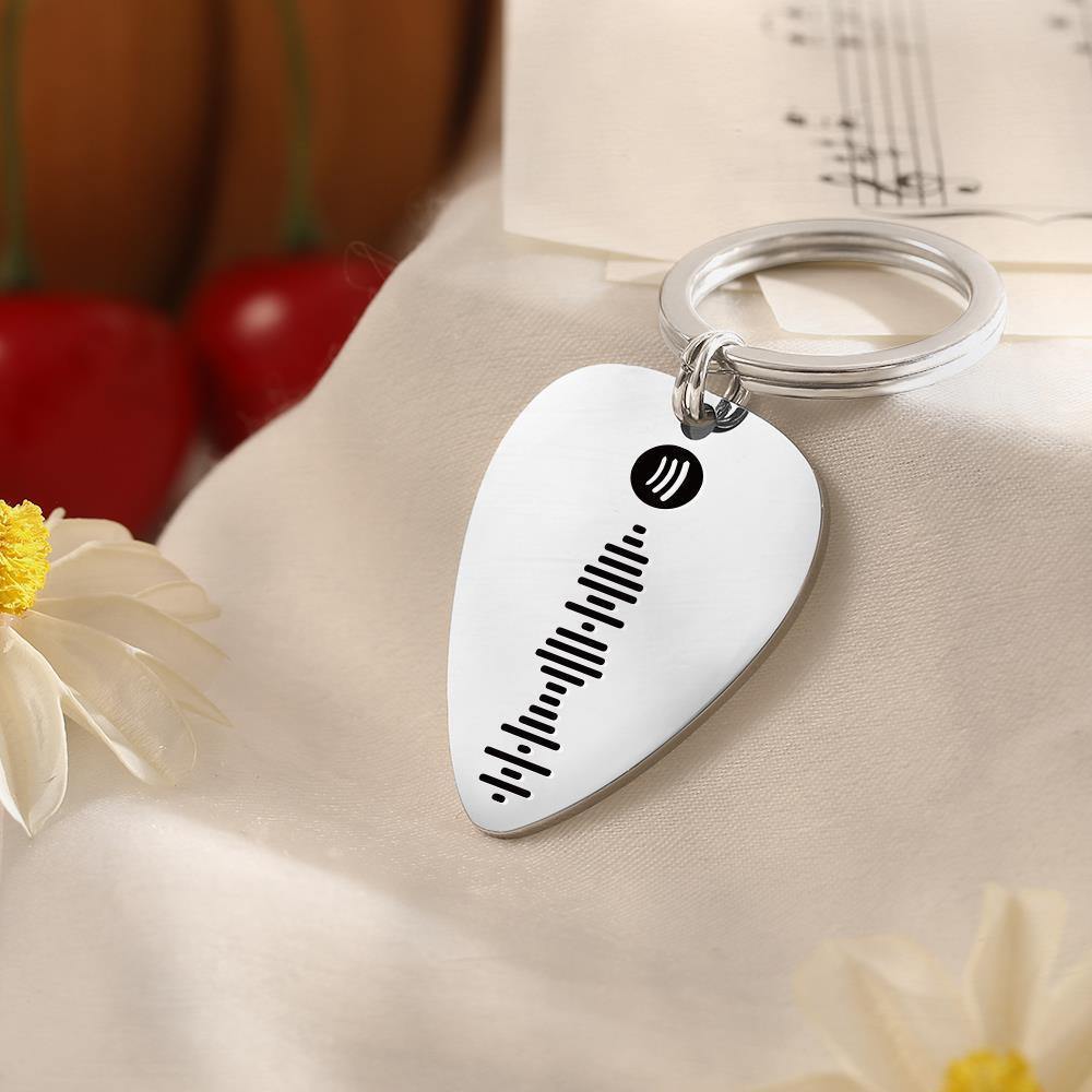 Custom Engraved Music Song Keychain Scan Spotify Code Guitar Pick Keyring Gift for Him - myphotokeyringau
