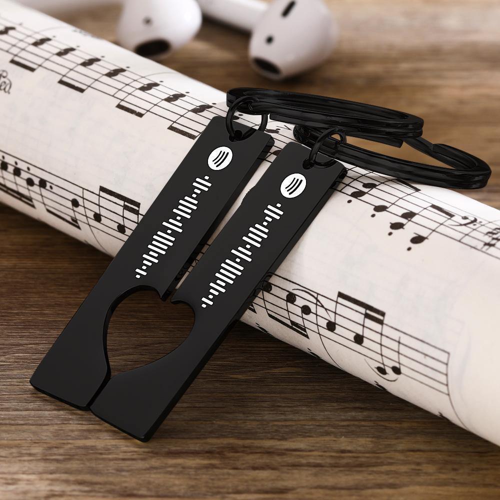 Scannable Custom Spotify Code Keyring Gifts for Valentine's Day Black - myphotokeyringau