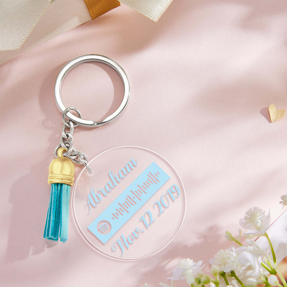 Custom Engraved Spotify Code Keychain Personalized Color Pendant Key Ring Romantic Gifts for Her - customphotokeychain