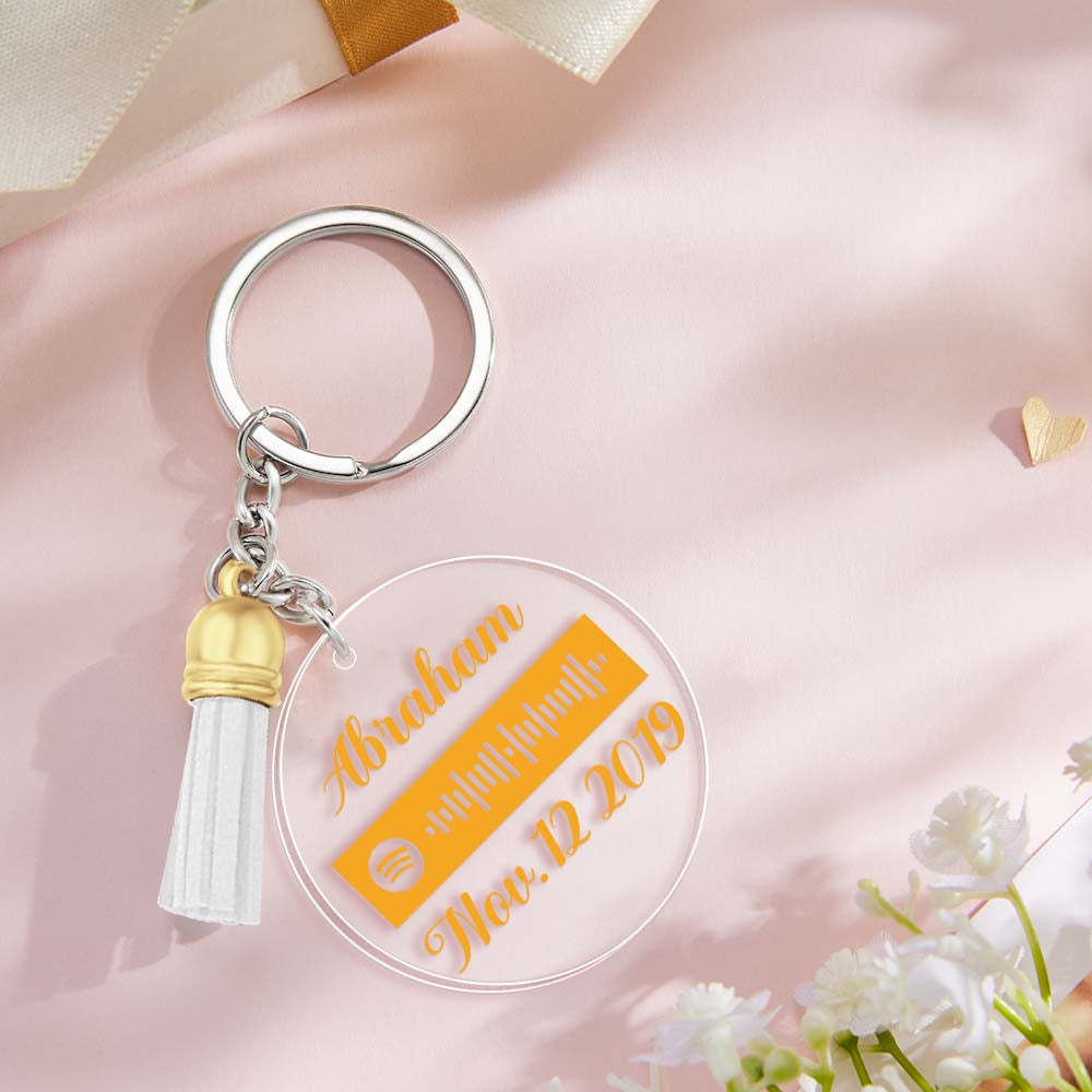 Custom Engraved Spotify Code Keychain Personalized Color Pendant Key Ring Romantic Gifts for Her - customphotokeychain