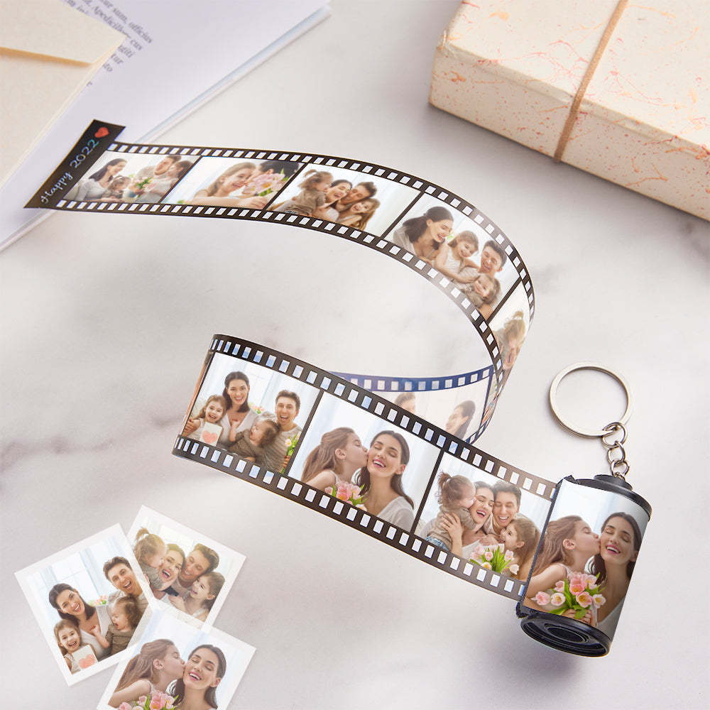 Personalized Photo Shell Roll Film Keychain Multiphoto Memory Gifts for Family - customphotokeychain