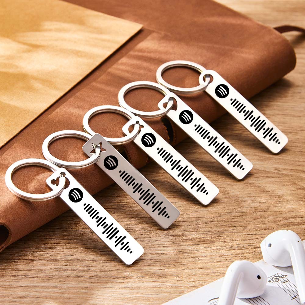 Personalized Music Scannable Code Keyring Custom Spotify Keychain - customphotokeychain
