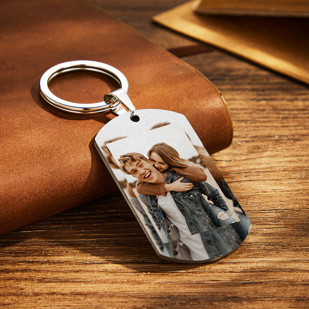 Boyfriend Keychains Gift for Boyfriend Photo Keychain Custom Keychain Anniversary Gift Metal Keychain for Him - customphotokeychain