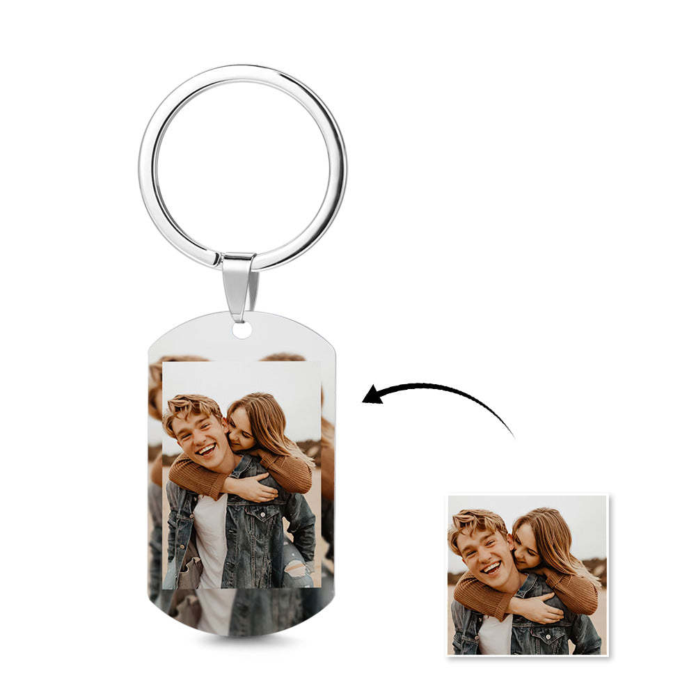 Boyfriend Keychains Gift for Boyfriend Photo Keychain Custom Keychain Anniversary Gift Metal Keychain for Him - customphotokeychain