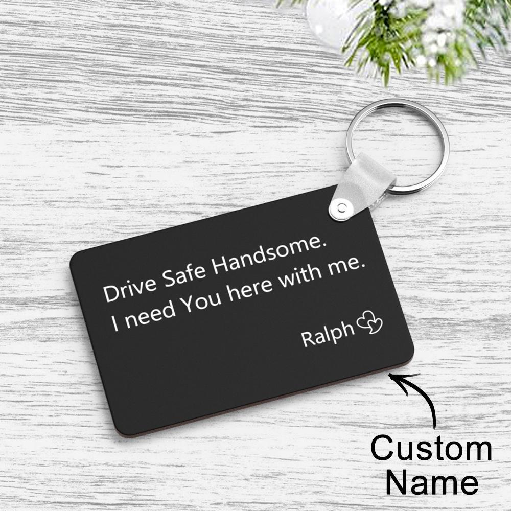 Custom Engraved Keychain Safe Driving Unique Couple Gifts - customphotokeychain