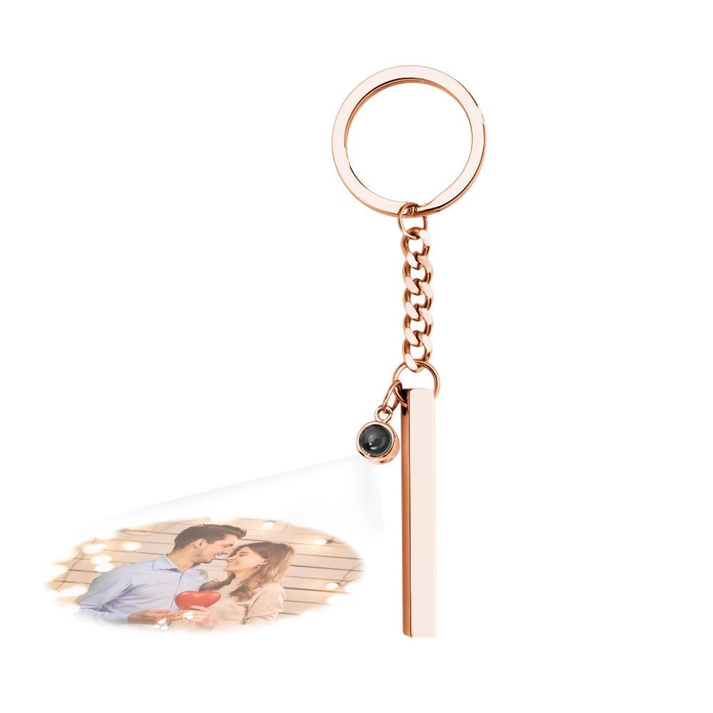 Personalized Photo Projection Keychain Engraved Vertical Cube Pendant Gifts For Him - customphotokeychain