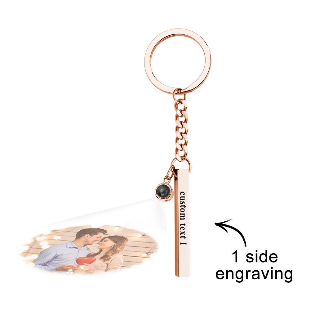 Personalized Photo Projection Keychain Engraved Vertical Cube Pendant Gifts For Him - customphotokeychain
