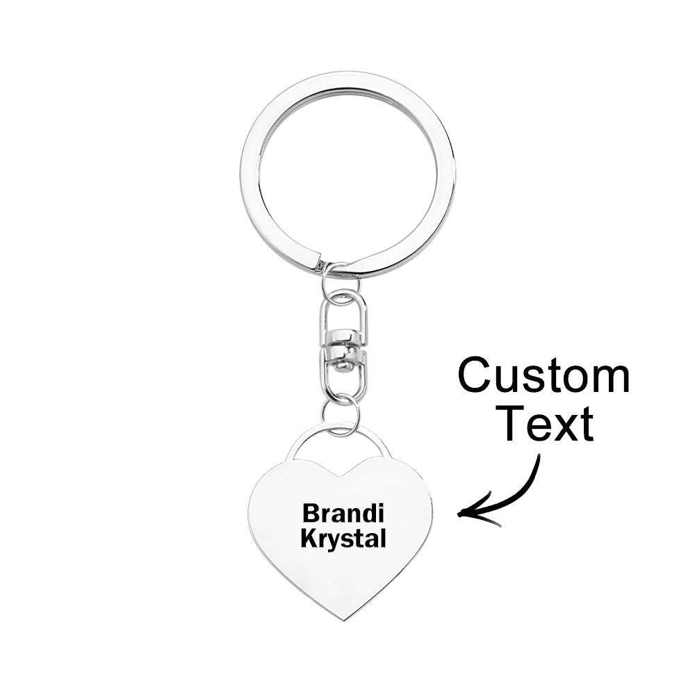 Custom Engraved Keychain Love Lock Metal Couple Gifts - customphotokeychain