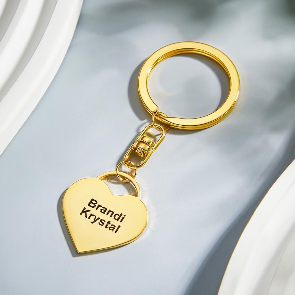 Custom Engraved Keychain Love Lock Metal Couple Gifts - customphotokeychain