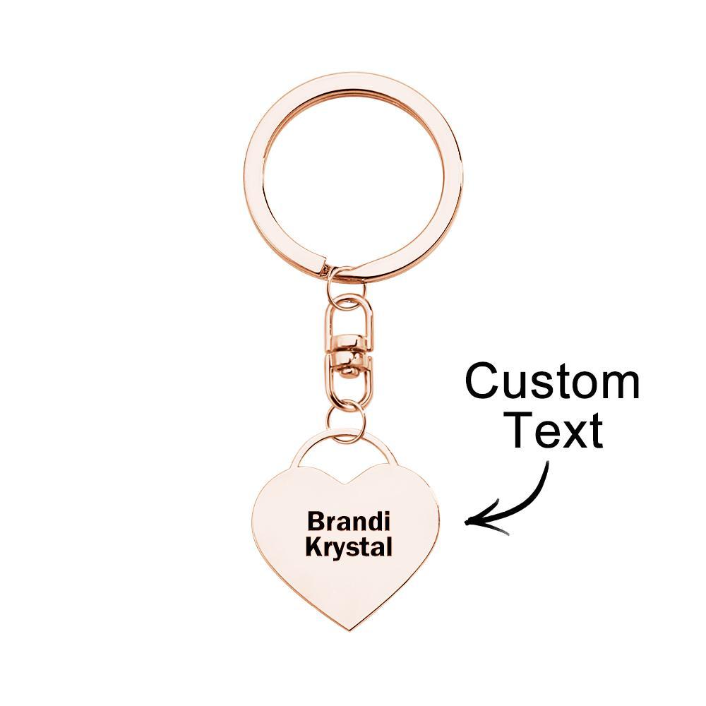 Custom Engraved Keychain Love Lock Metal Couple Gifts - customphotokeychain