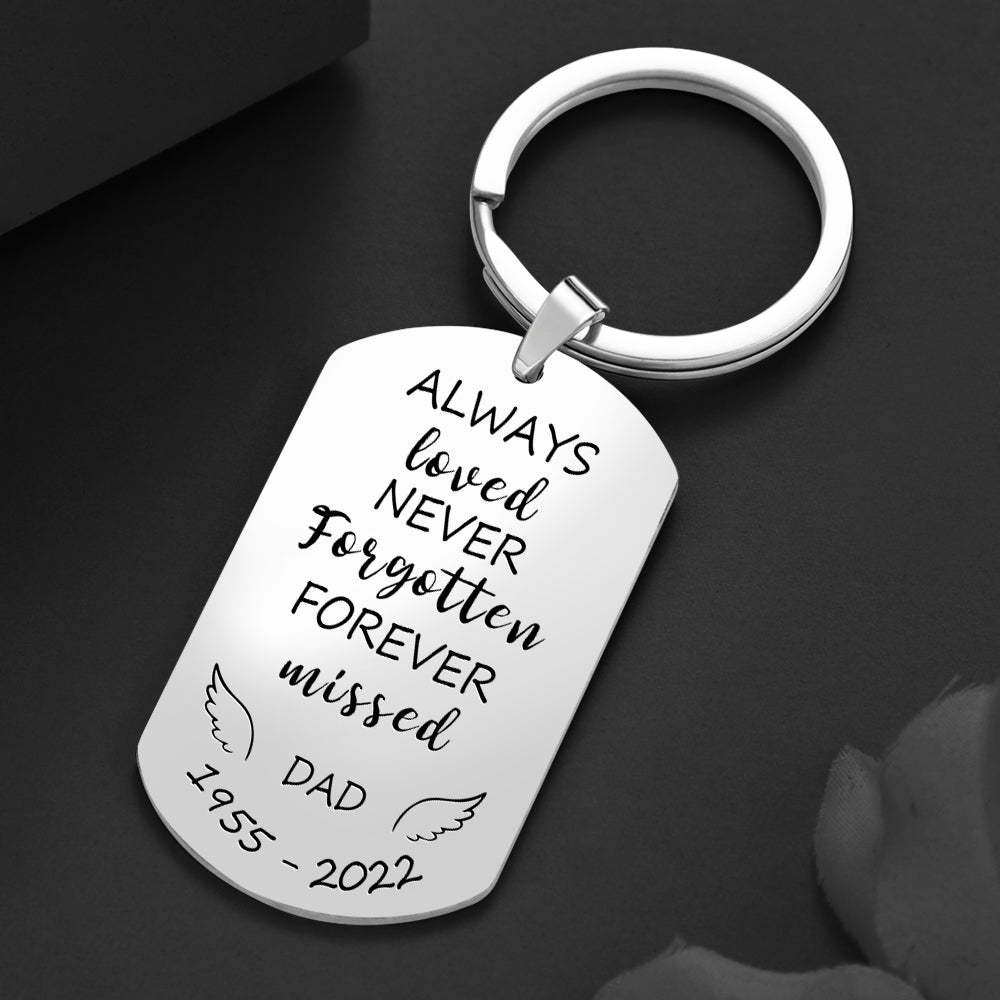 Memorial Keychain Always Loved Never Forgotten Forever Missed In Memory Of Gift - customphotokeychain