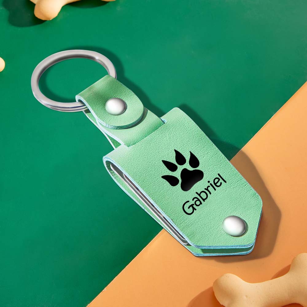 Custom Leather Keychain Photo Text Keychain Anniversary Gift For Boyfriend Pet Lover Keychain - customphotokeychain