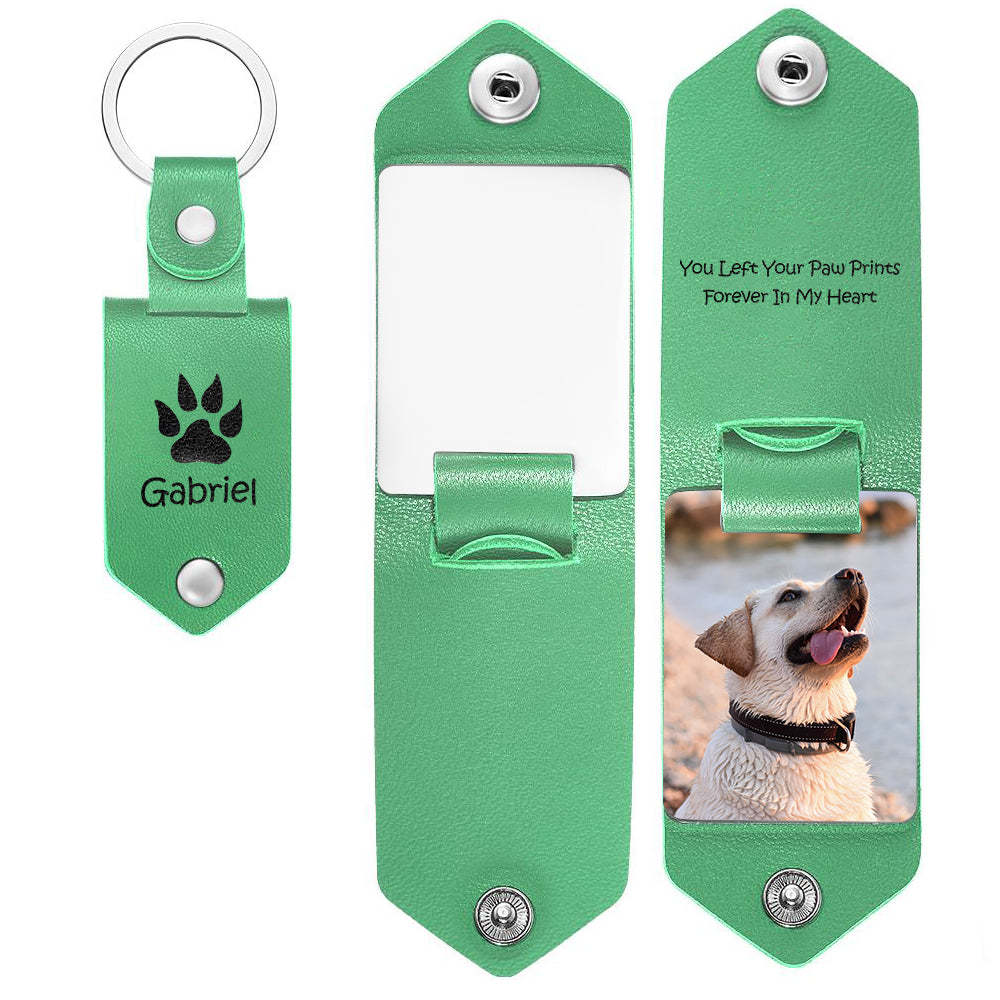 Custom Leather Keychain Photo Text Keychain Anniversary Gift For Boyfriend Pet Lover Keychain - customphotokeychain