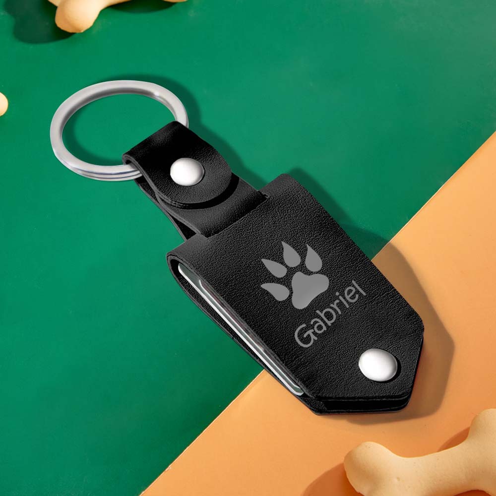 Custom Leather Keychain Photo Text Keychain Anniversary Gift For Boyfriend Pet Lover Keychain - customphotokeychain