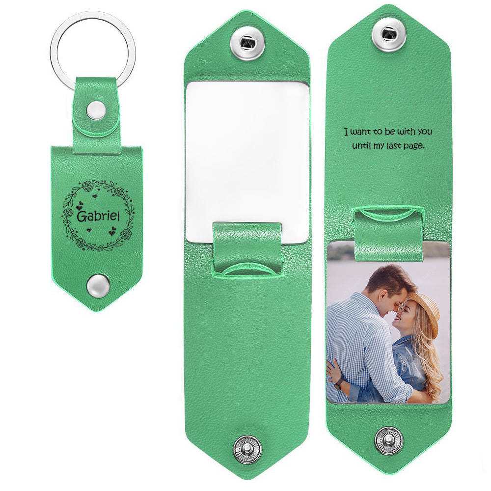 Custom Leather Keychain Photo Text Keychain Anniversary Gift For Boyfriend Pet Lover Keychain - customphotokeychain