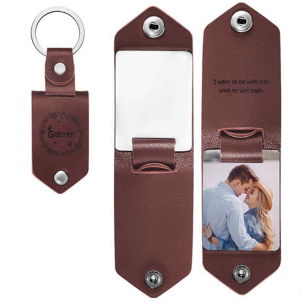 Custom Leather Keychain Photo Text Keychain Anniversary Gift For Boyfriend Pet Lover Keychain - customphotokeychain