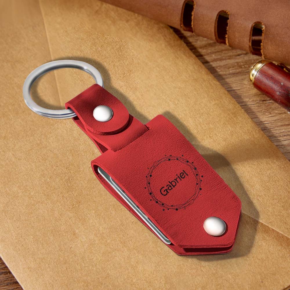 Custom Leather Keychain Photo Text Keychain Anniversary Gift For Boyfriend Pet Lover Keychain - customphotokeychain