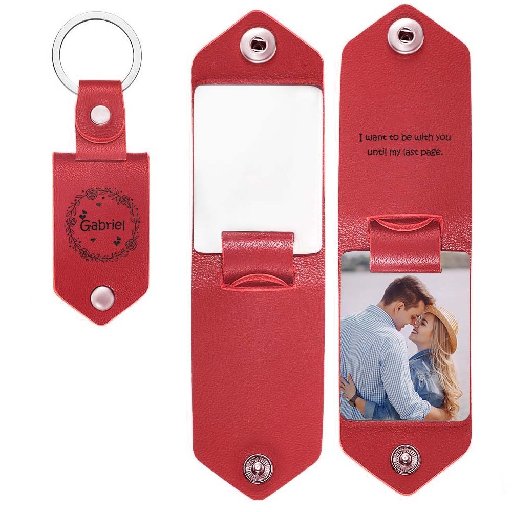 Custom Leather Keychain Photo Text Keychain Anniversary Gift For Boyfriend Pet Lover Keychain - customphotokeychain
