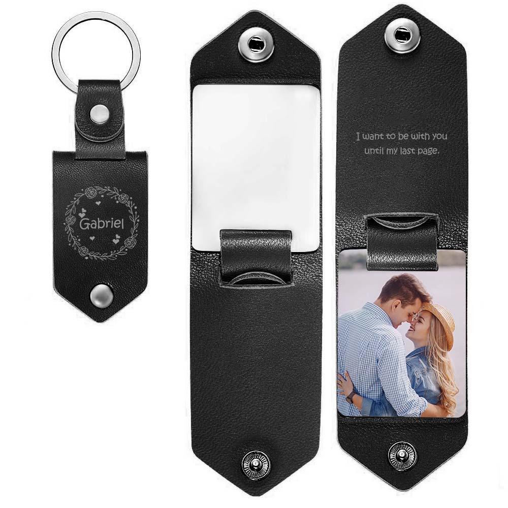 Custom Leather Keychain Photo Text Keychain Anniversary Gift For Boyfriend Pet Lover Keychain - customphotokeychain