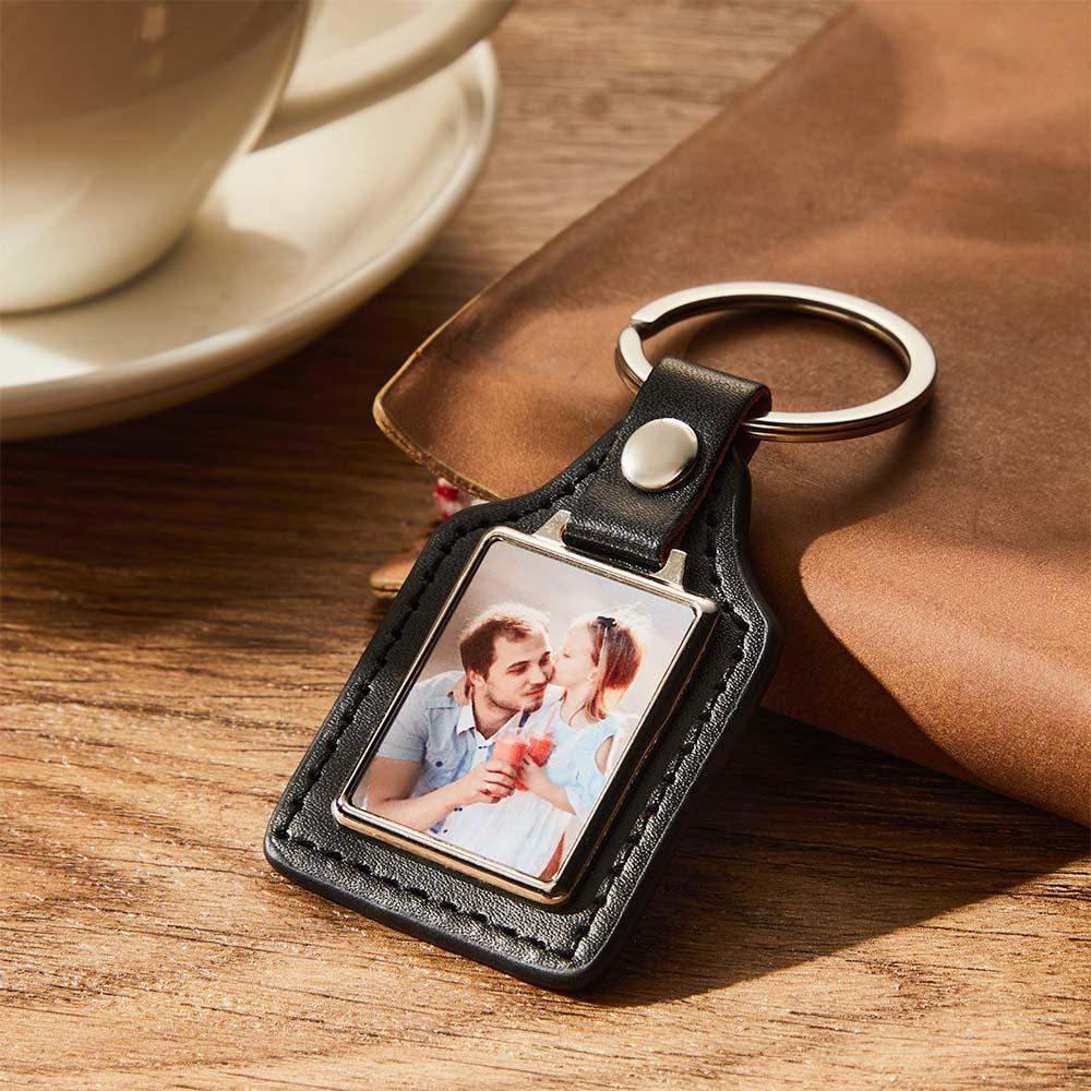 Custom Leather Photo Keychain Drive Safe Keychain Gift for Dad Anniversary Birthday Gift Father's Day Gift - customphotokeychain