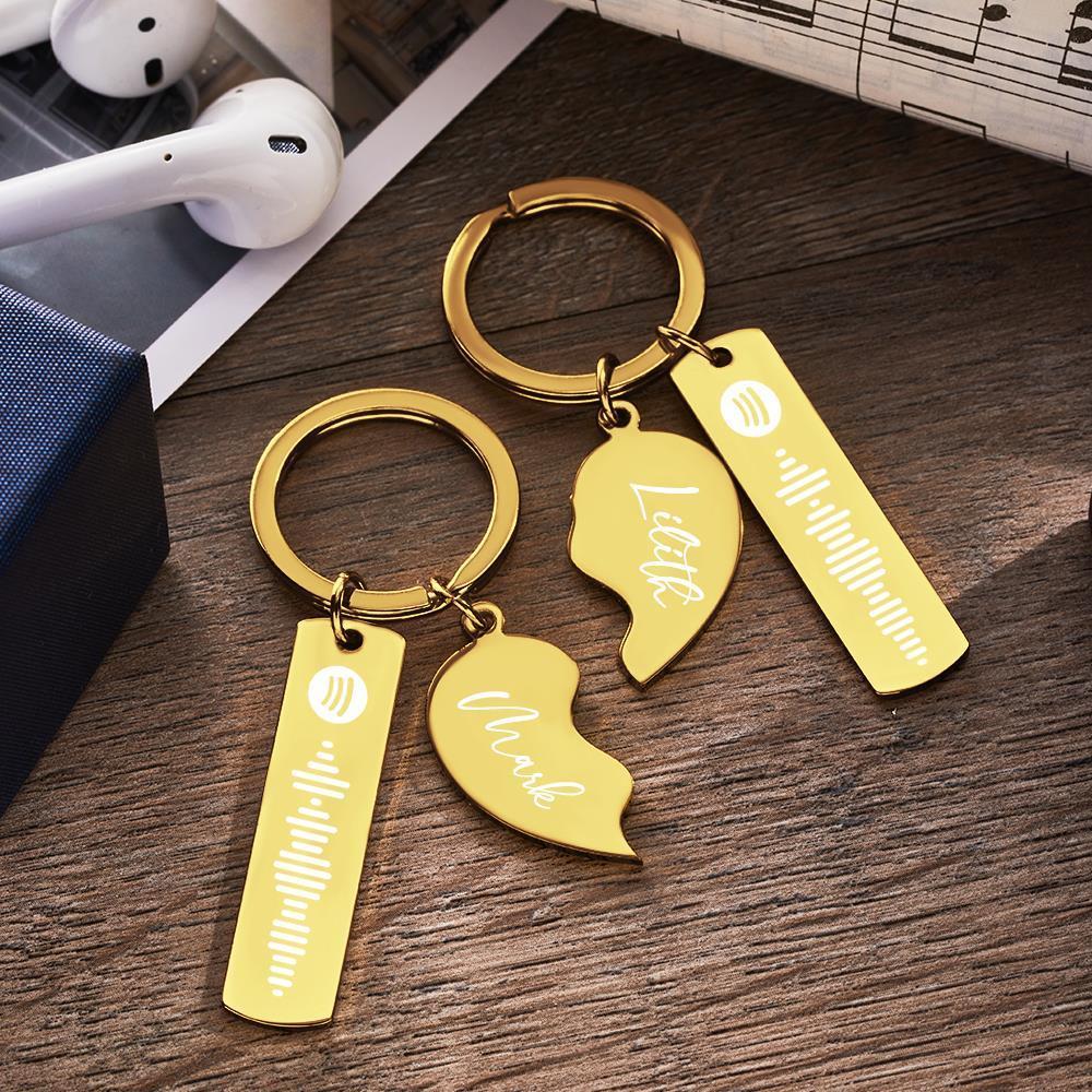 Personalized Spotify Code Keychain Custom Name in Heart Shape Keychain for Her - customphotokeychain