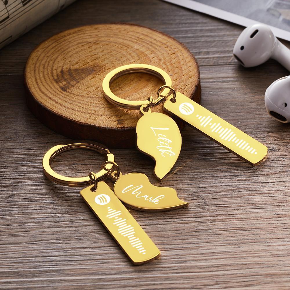 Personalized Spotify Code Keychain Custom Name in Heart Shape Keychain for Her - customphotokeychain