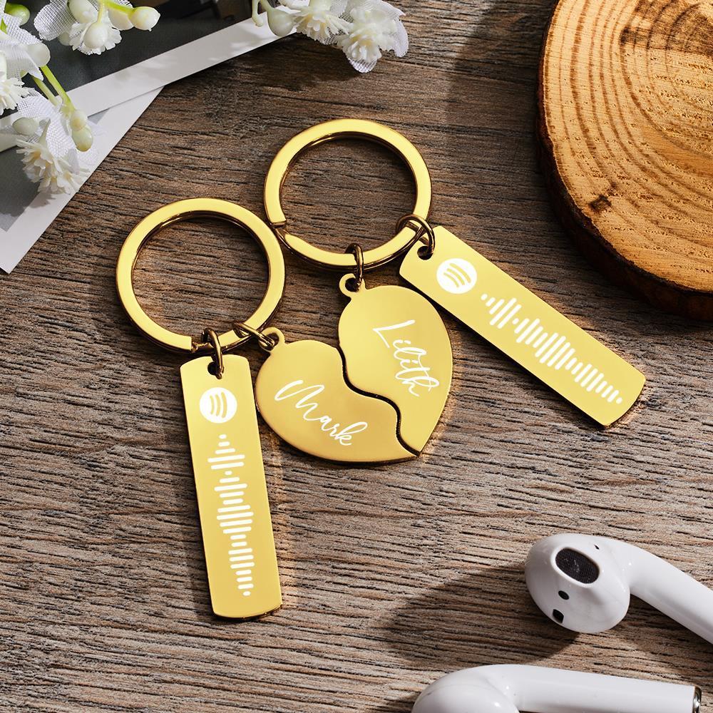 Personalized Spotify Code Keychain Custom Name in Heart Shape Keychain for Her - customphotokeychain